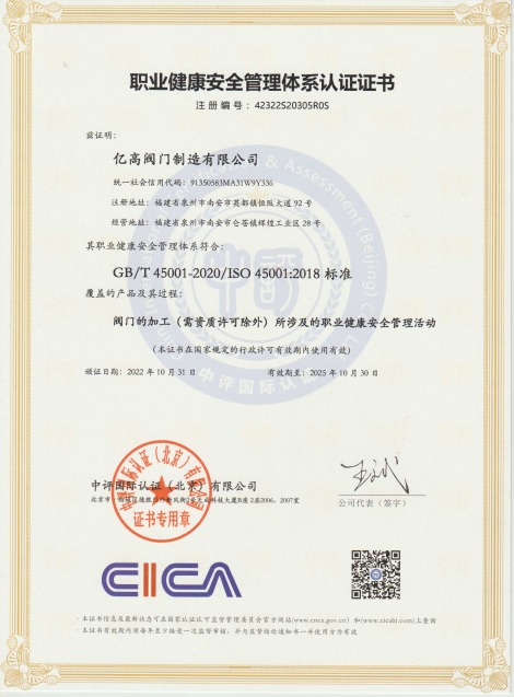 職業(yè)健康安全管理體系認(rèn)證（中文）